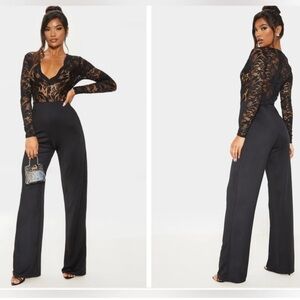 PrettyLittleThing Black lace Wide Leg Jumpsuit
Model picture used for reference